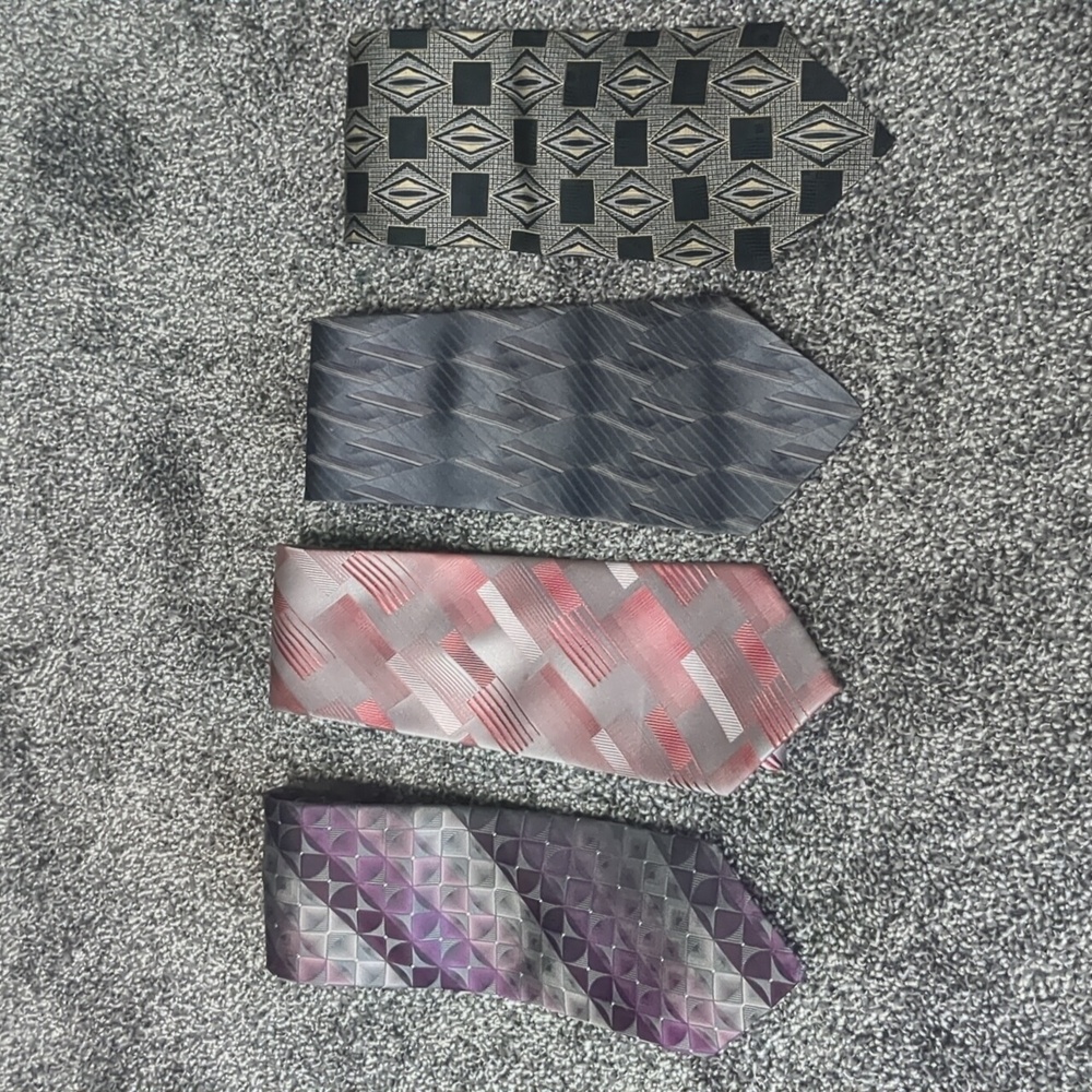 Lot Of 4 Silk Mens Ties Zylos By George Machado Stafford Van Heusen Bundle
